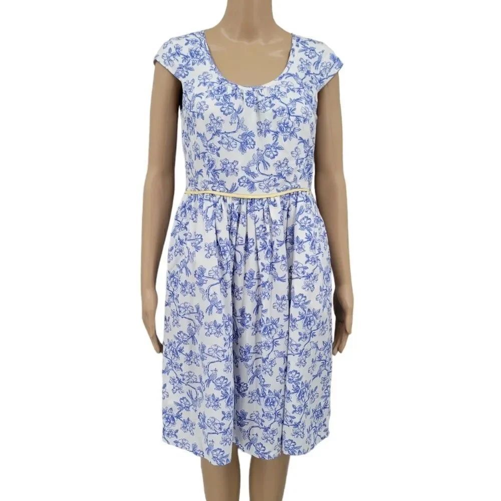 Matilda Jane Hello Lovely Bluebell Bird Blue Toile Dress Fit & Flare Women's 2